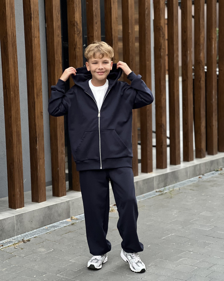 Худі зіп barvà темно-синє unisex