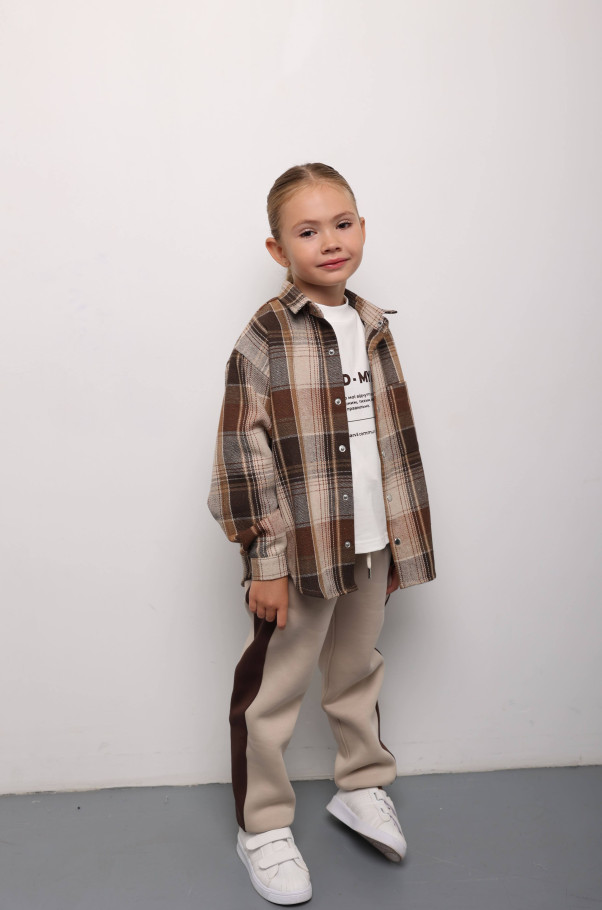 Сорочка картата бежева unisex