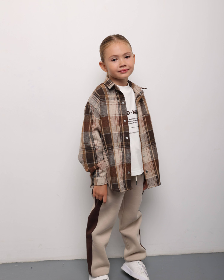 Сорочка картата бежева unisex