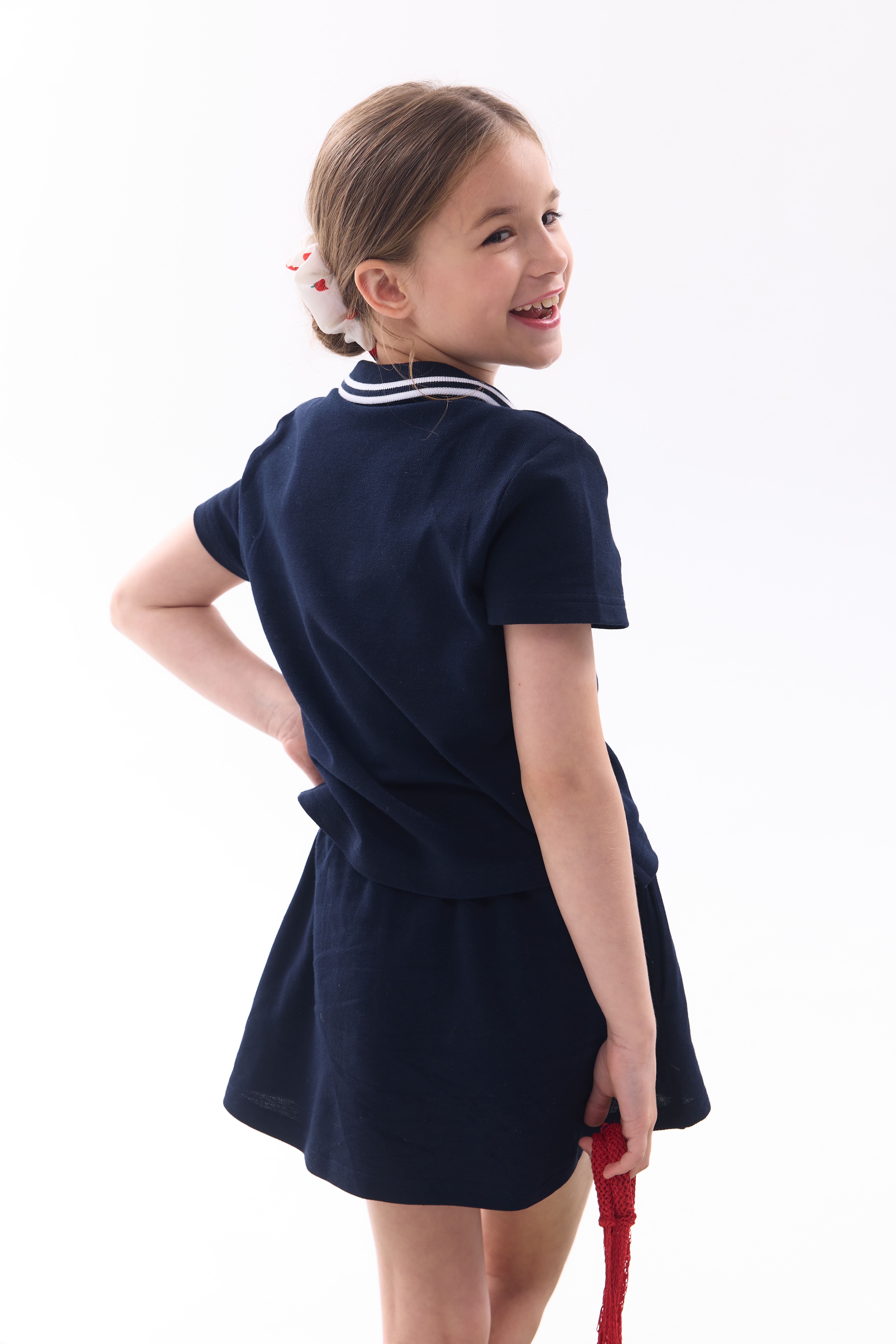 Поло GIRL з коротким рукавом темно-синє   