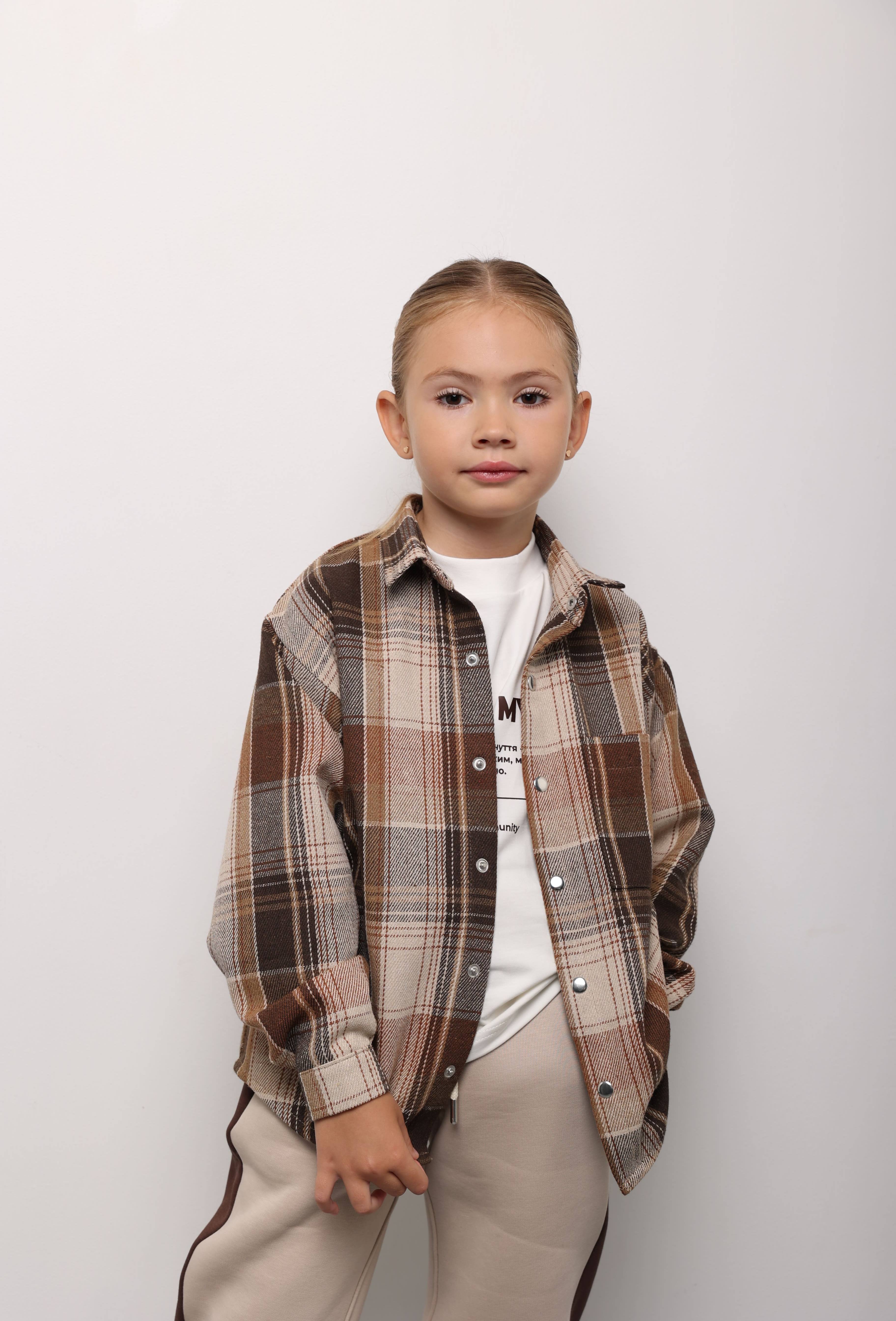 Сорочка картата бежева unisex