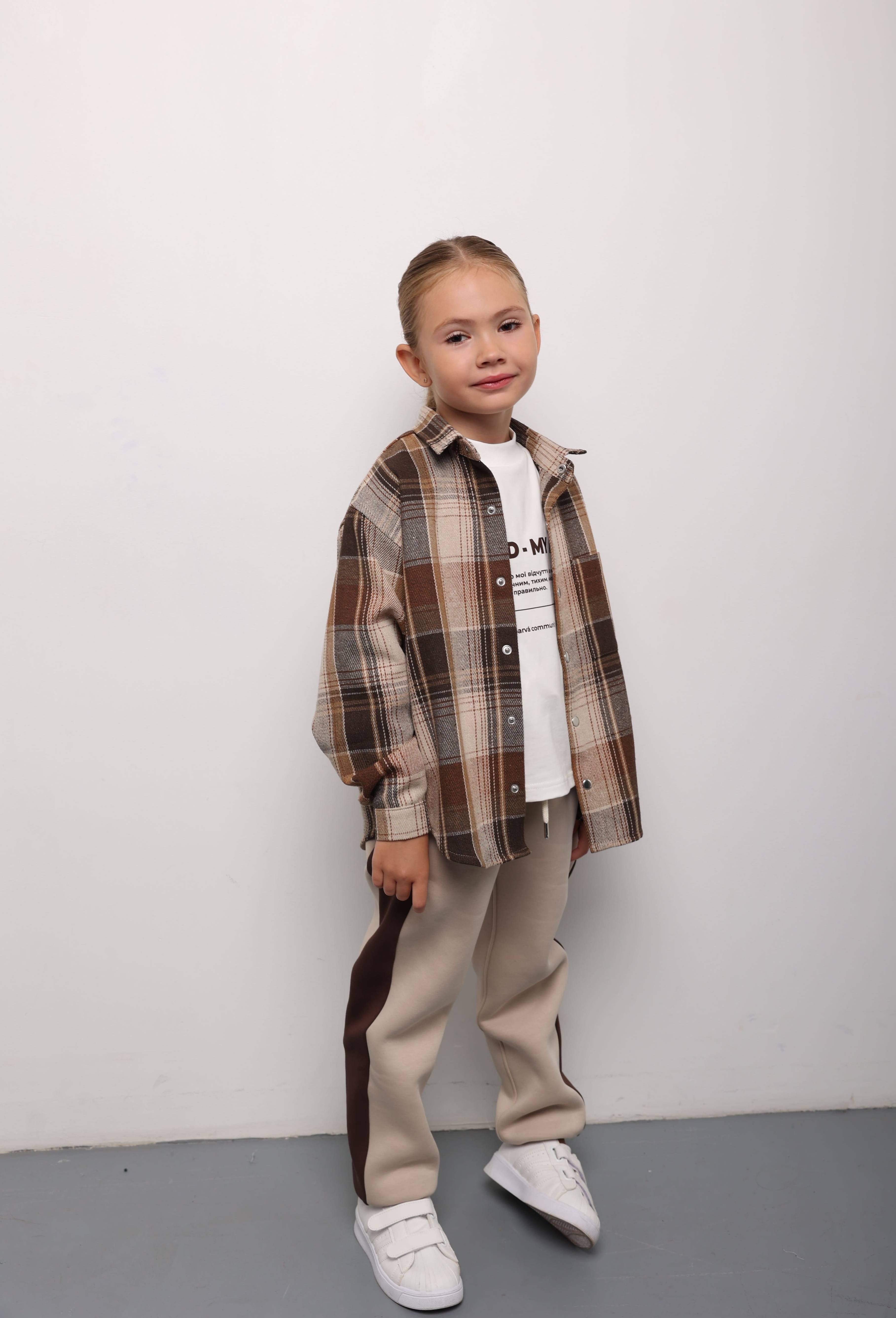 Сорочка картата бежева unisex